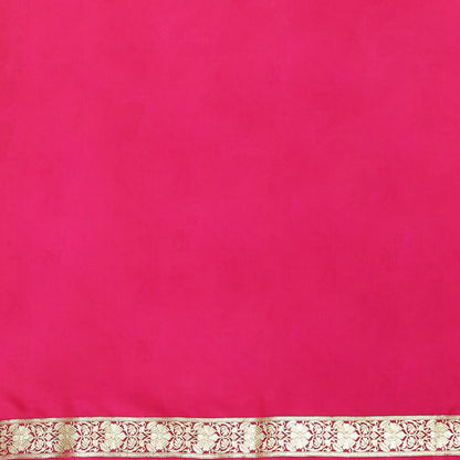 Faishana Presents Brown  Booti Mughal Motif Banarasi Satin Silk Saree Kadiyal Skirt Pink Borde