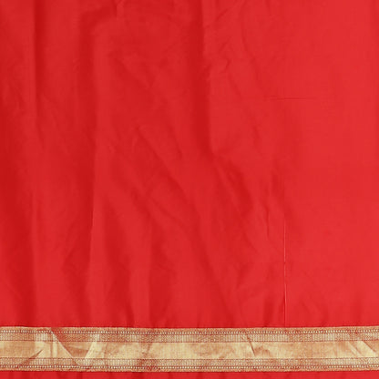 Faishana Presents Red Poly Cotton Zari Boota Skirt Border Banarasi Saree With Blouse Piece