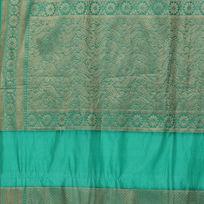 Faishana Presents Black Katan Zari Brocade Saree With Kadiyal Green Contrast Border Banarasi Saree