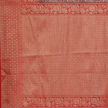 Faishana Presents Brown Katan Zari Brocade Saree With Kadiyal Contrast Red Border Banarasi Saree