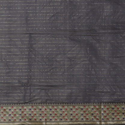 Faishana Presents Red Organza Zari Check With Tilfi Kadiyal Black Contrast Border Banarasi Saree