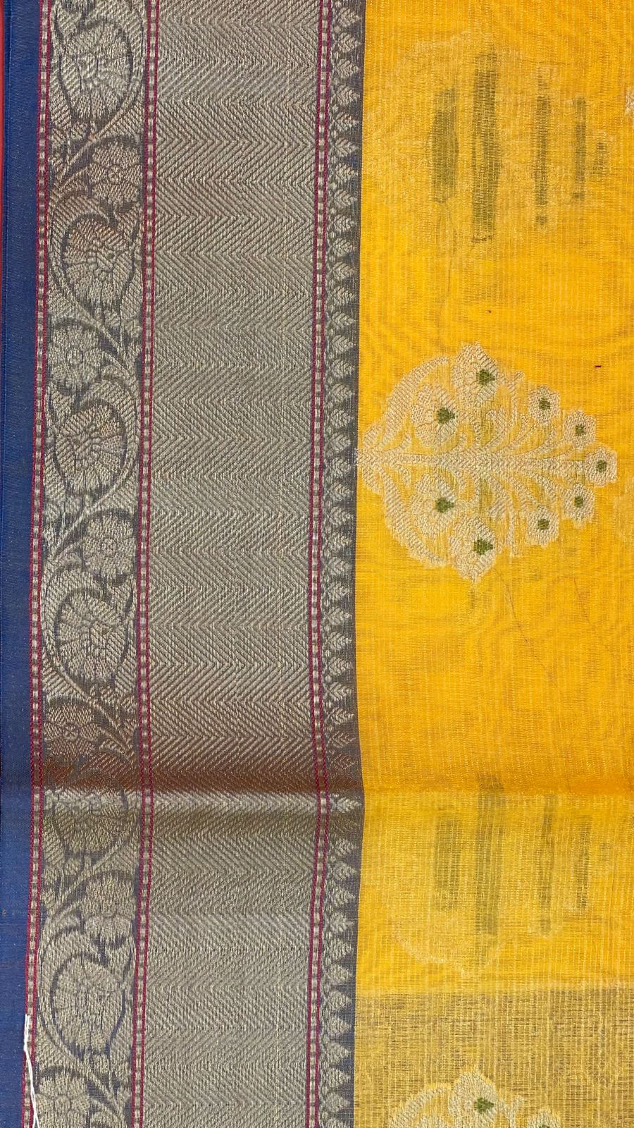 Yellow Cotton Blend Banarasi Sarees For Women GEHKR 73