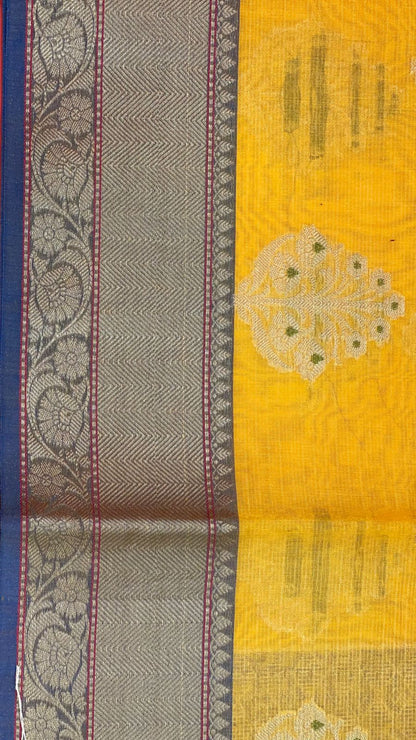 Yellow Cotton Blend Banarasi Sarees For Women GEHKR 73