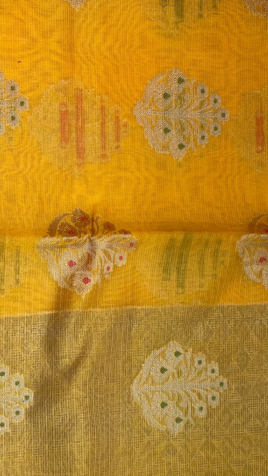 Yellow Cotton Blend Banarasi Sarees For Women GEHKR 73