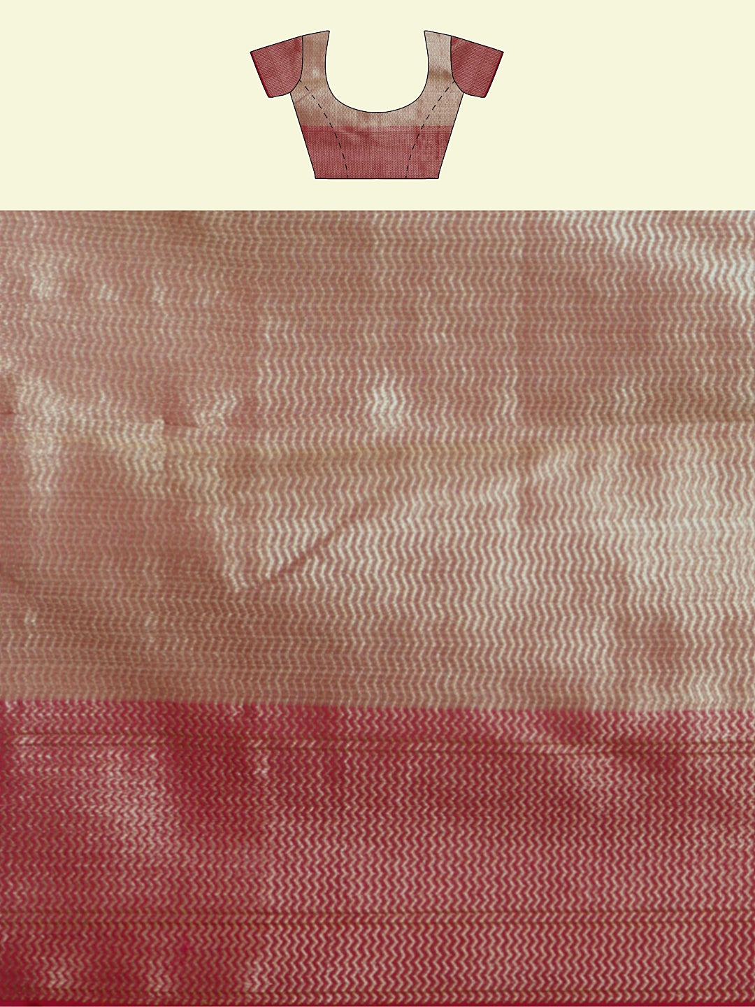 Faishana Presents Beige Woven Organza Pink Border With Pink Blouse Banarasi Saree