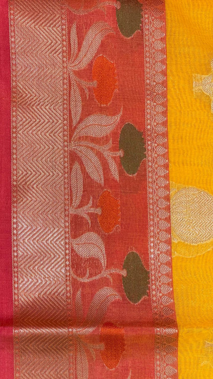 Gold Cotton Blend Banarasi Sarees For Women GEHKR 11
