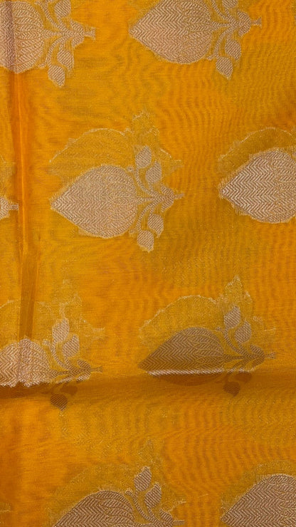Gold Cotton Blend Banarasi Sarees For Women GEHKR 11