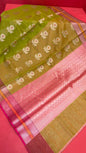 Green Cotton Blend Banarasi Sarees For Women GEHKR 17