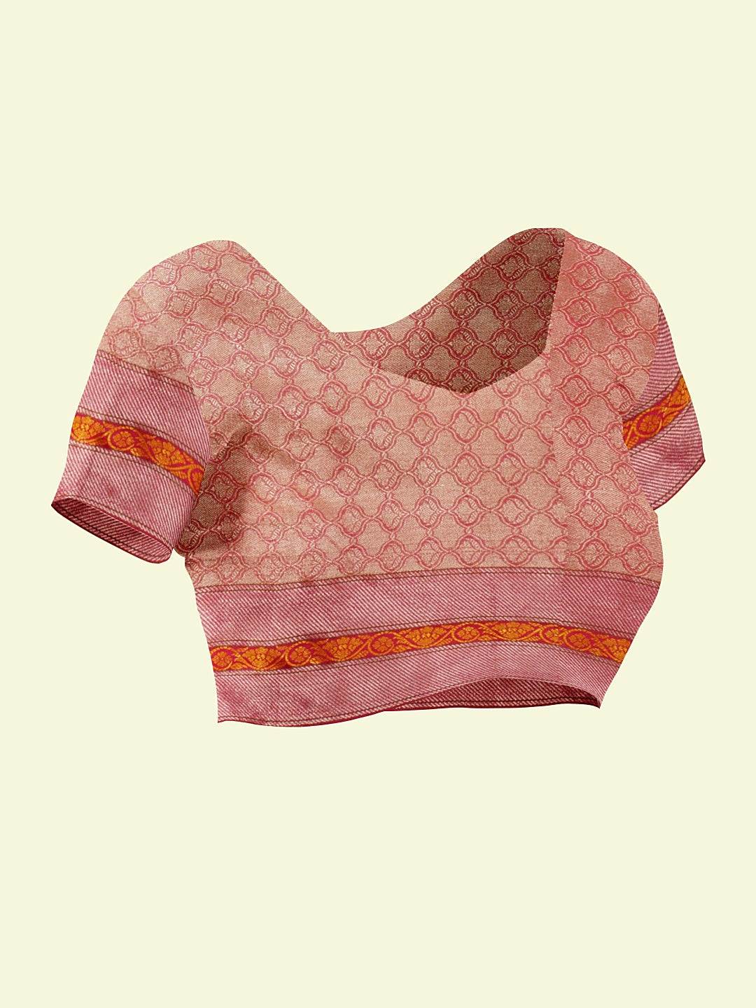 Faishana Presents Orange Woven Organza Pink Border With Pink Blouse Banarasi Saree