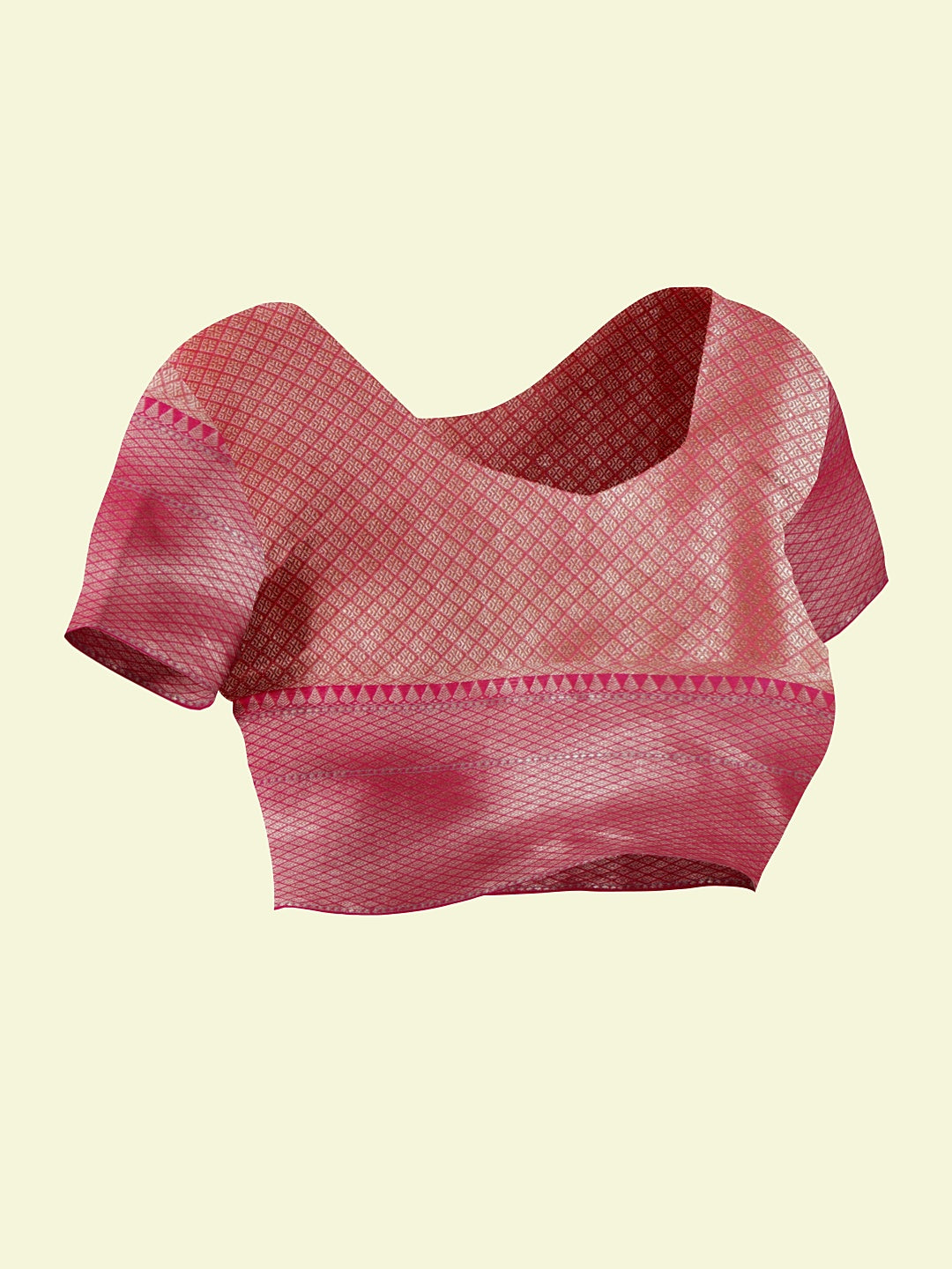 Faishana Presents Pink Woven Organza Pink Border With Pink Blouse Banarasi Saree