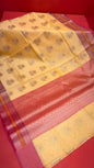 Beige Cotton Blend Banarasi Sarees For Women GEHKR 20