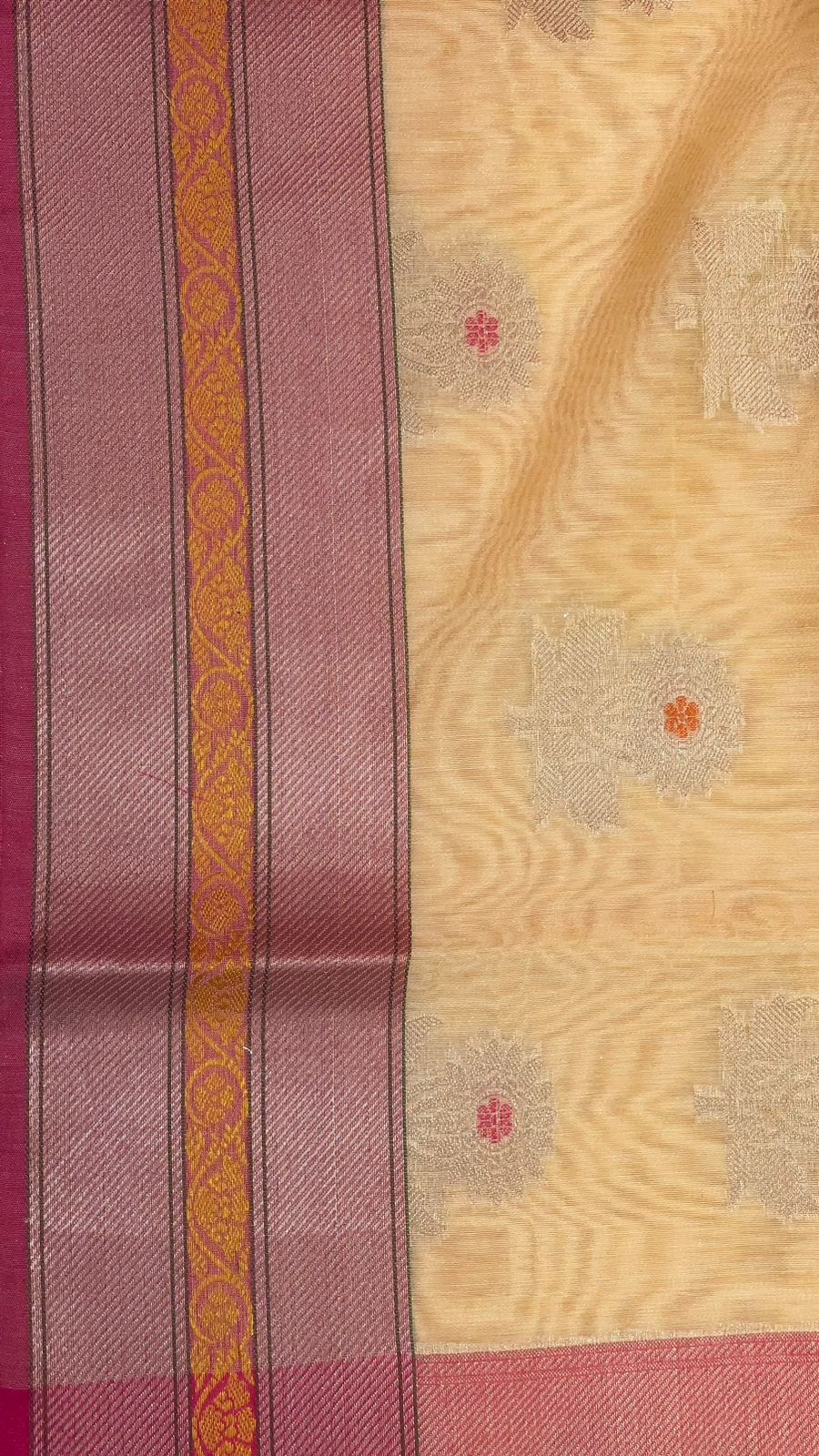 Beige Cotton Blend Banarasi Sarees For Women GEHKR 20