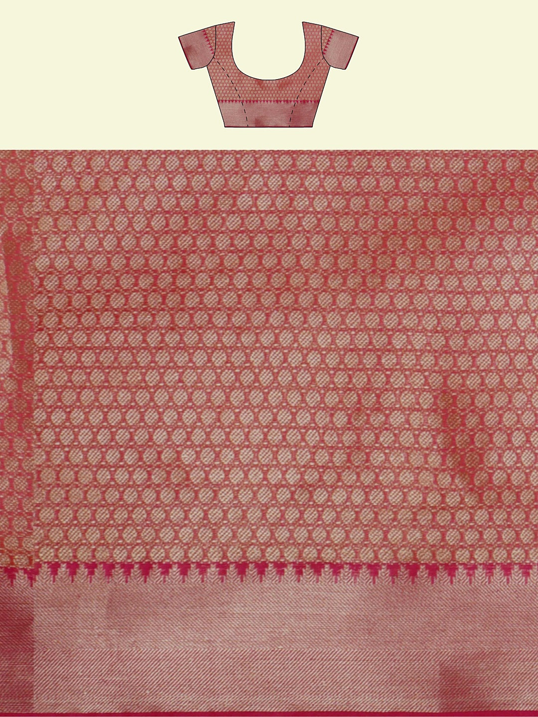 Faishana Presents Orange Woven Organza Pink Border With Pink Blouse Banarasi Saree