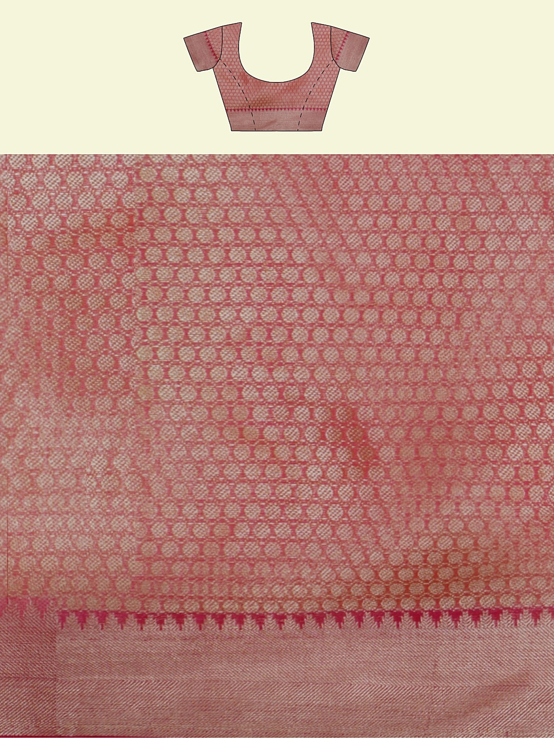 Faishana Presents Beige Woven Organza Pink Border With Pink Blouse Banarasi Saree