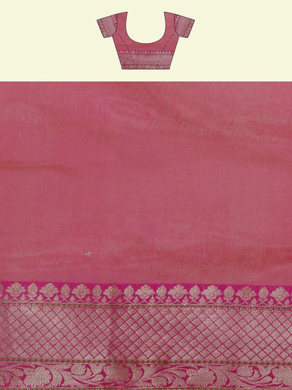 Orange Cotton Blend Banarasi Sarees For Women GEHKR 39