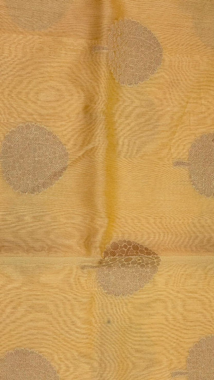 Beige Cotton Blend Banarasi Sarees For Women GEHKR 40