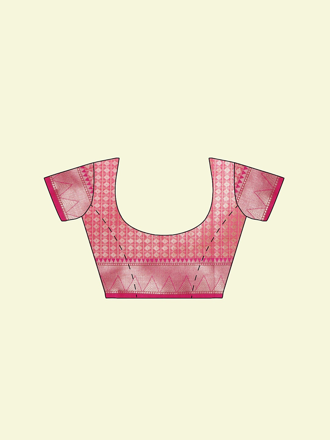 Faishana Presents Pink Woven Organza Pink Border With Pink Blouse Banarasi Saree