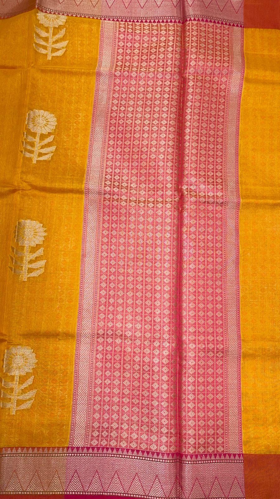 Gold Cotton Blend Banarasi Sarees For Women GEHKR 42