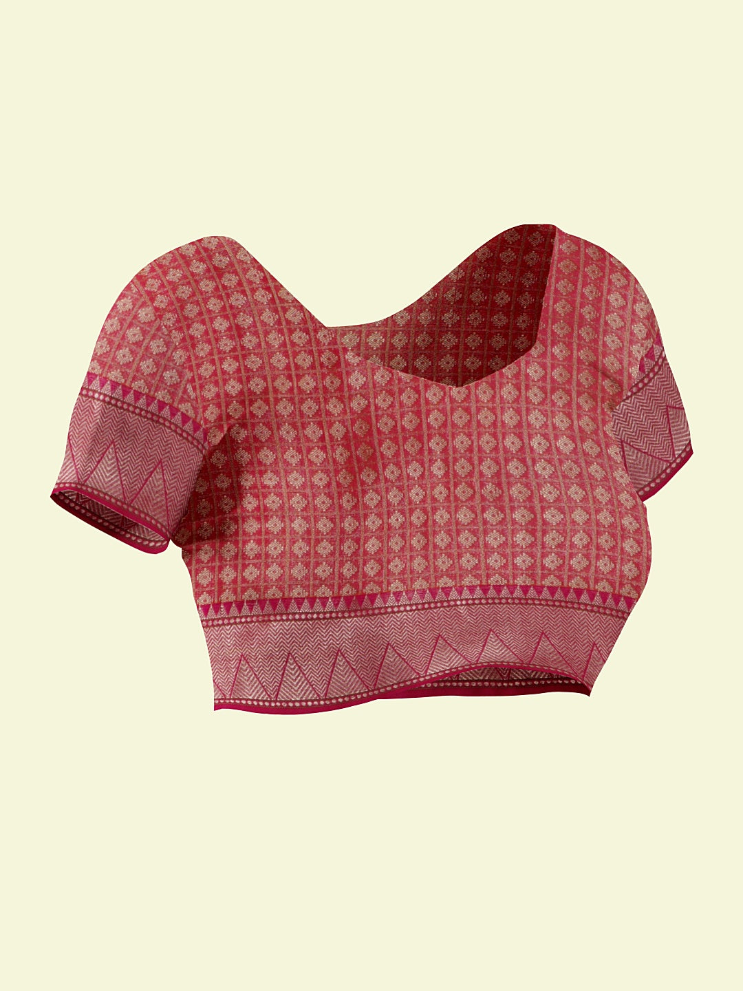 Beige Cotton Blend Banarasi Sarees For Women GEHKR 43