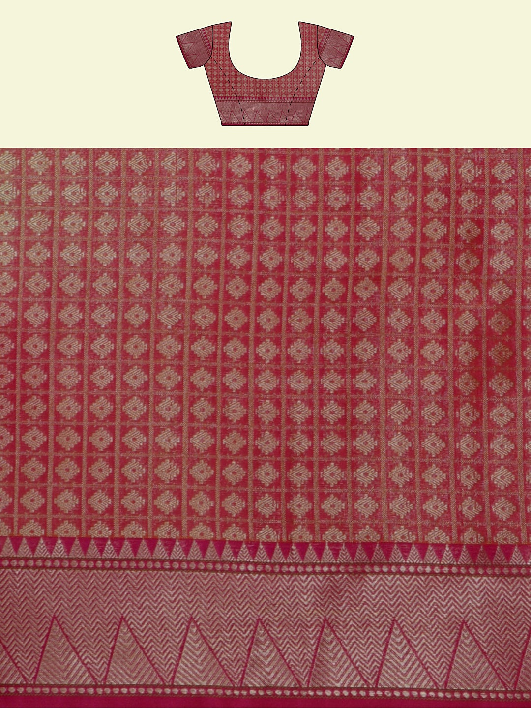 Beige Cotton Blend Banarasi Sarees For Women GEHKR 43