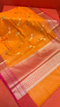 Orange Cotton Blend Banarasi Sarees For Women GEHKR 67