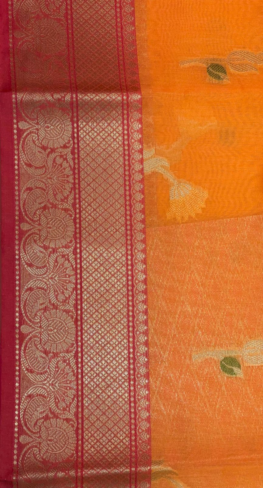 Orange Cotton Blend Banarasi Sarees For Women GEHKR 67