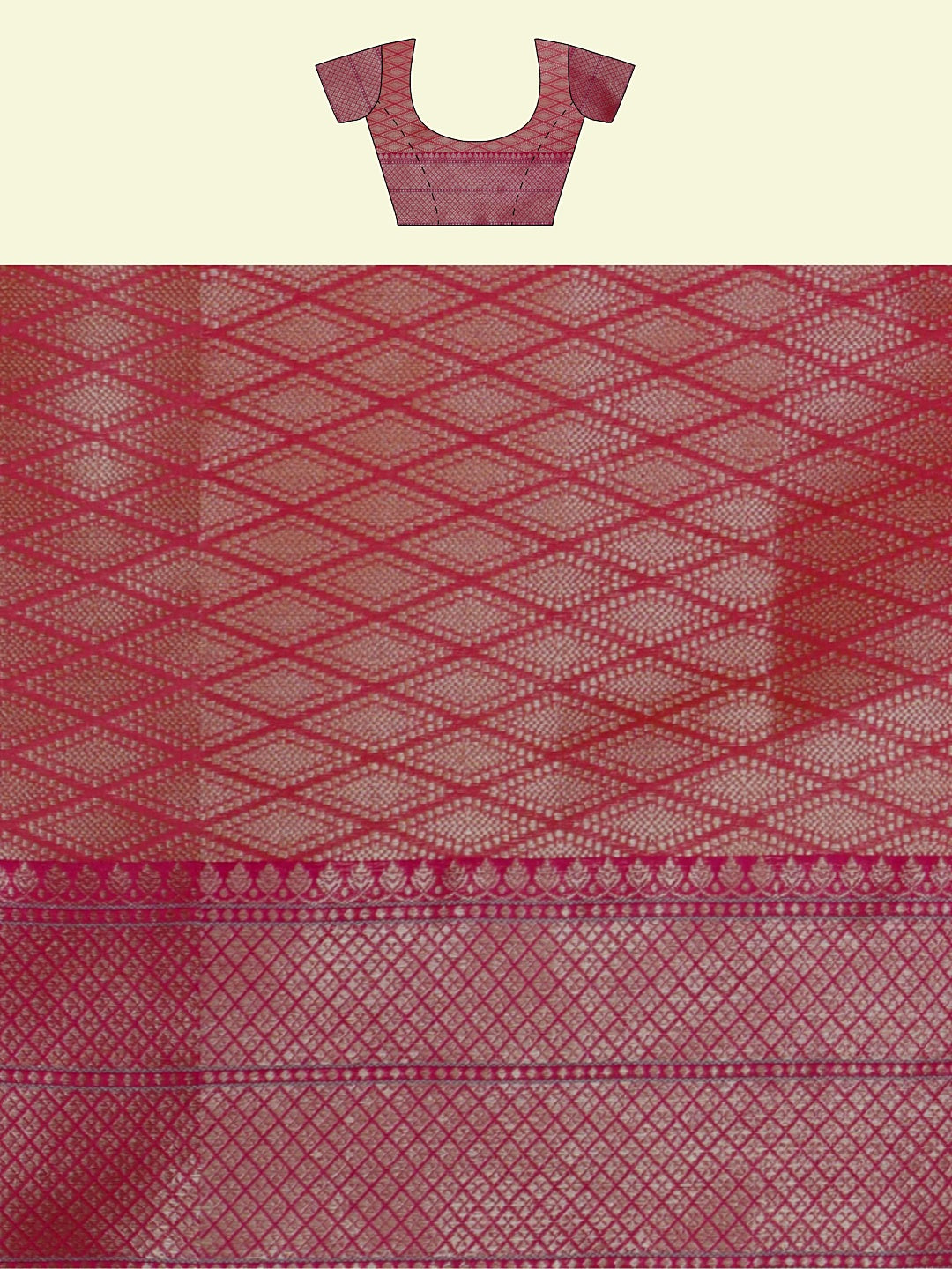 Faishana Presents Pink Woven Organza Pink Border With Pink Blouse Banarasi Saree