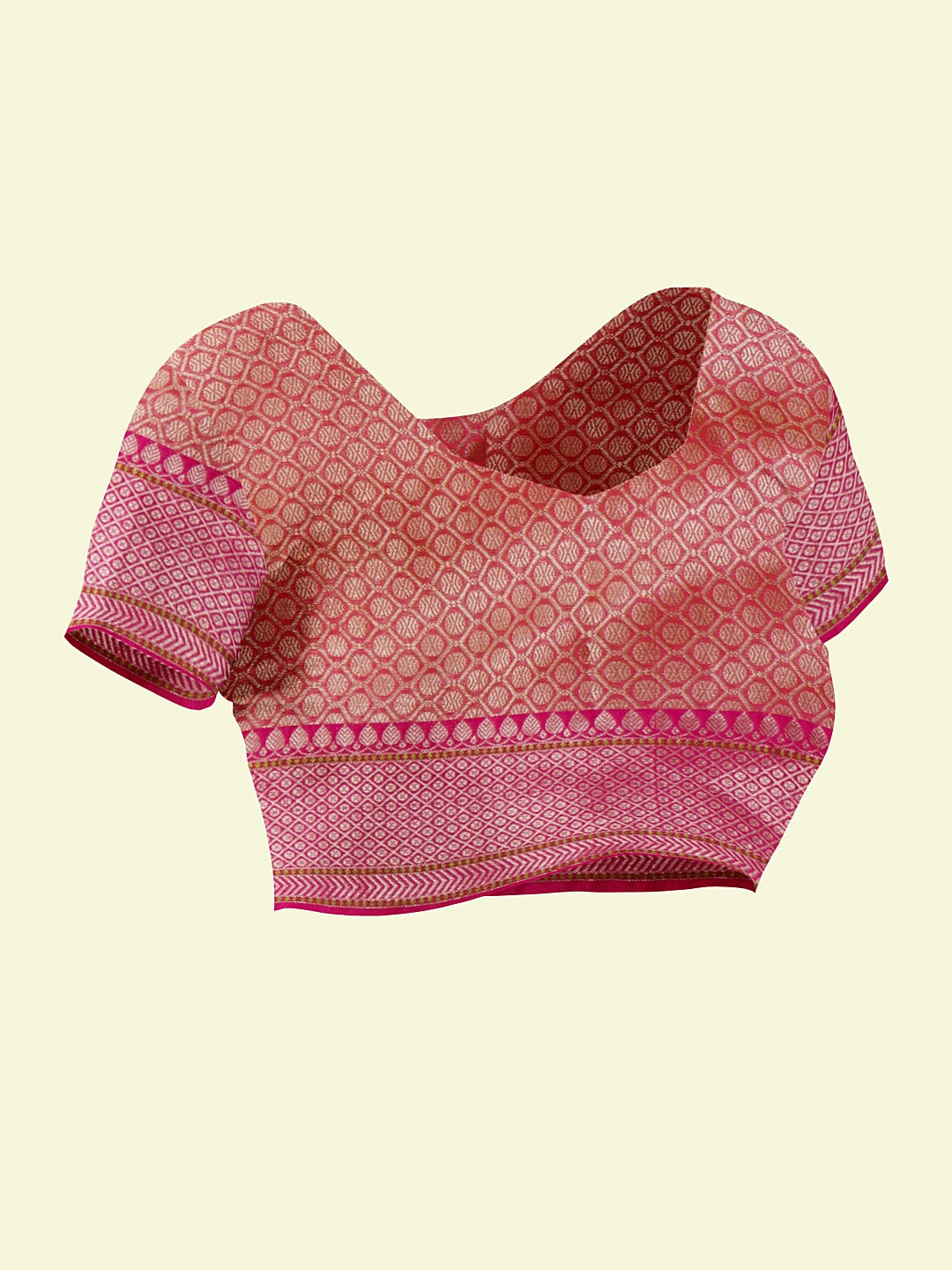 Faishana Presents Orange Woven Organza Pink Border With Pink Blouse Banarasi Saree