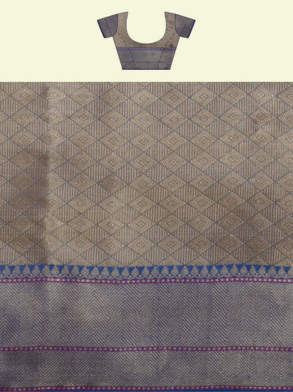 Green Cotton Blend Banarasi Sarees For Women GEHKR 75