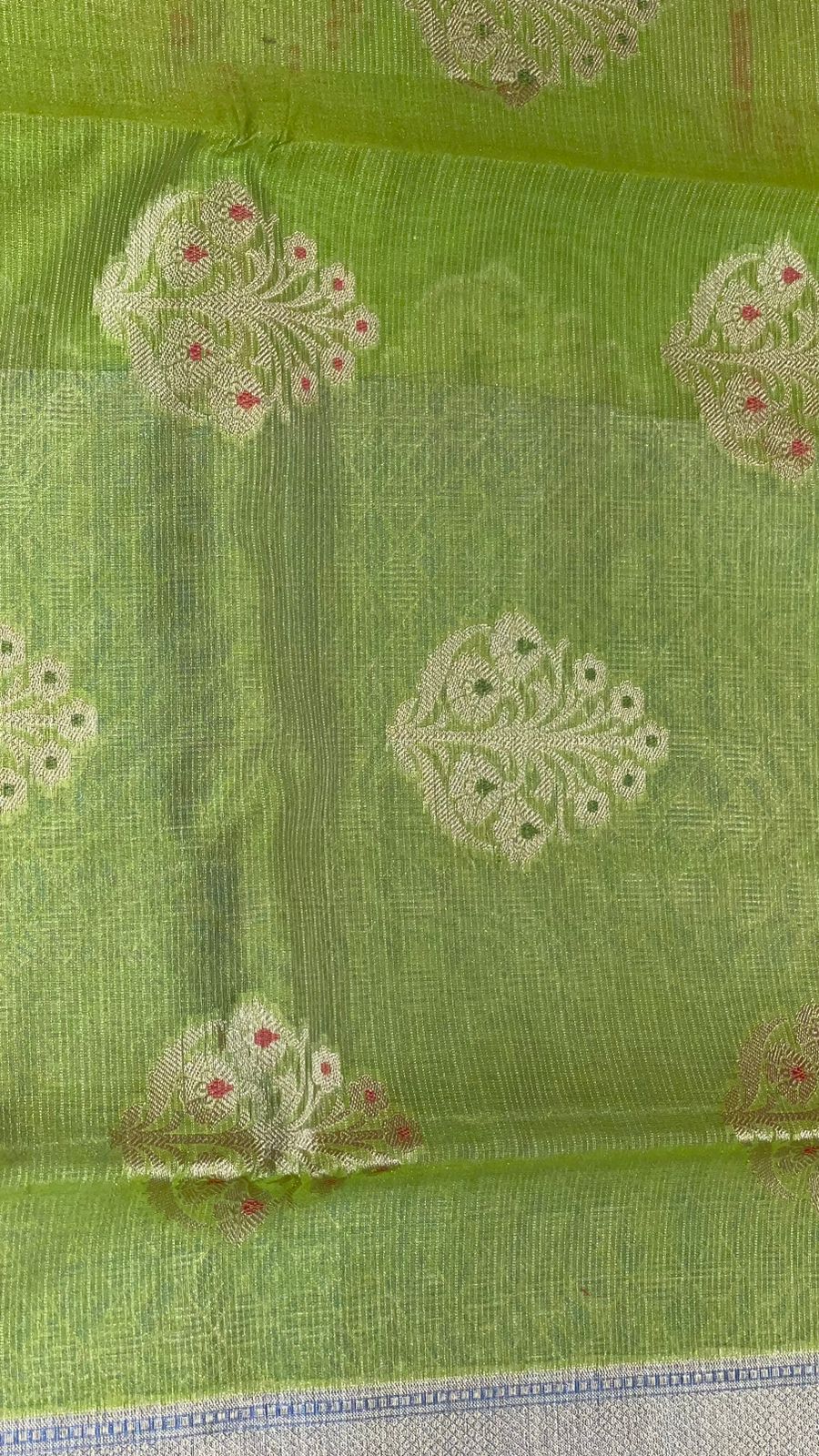 Green Cotton Blend Banarasi Sarees For Women GEHKR 75