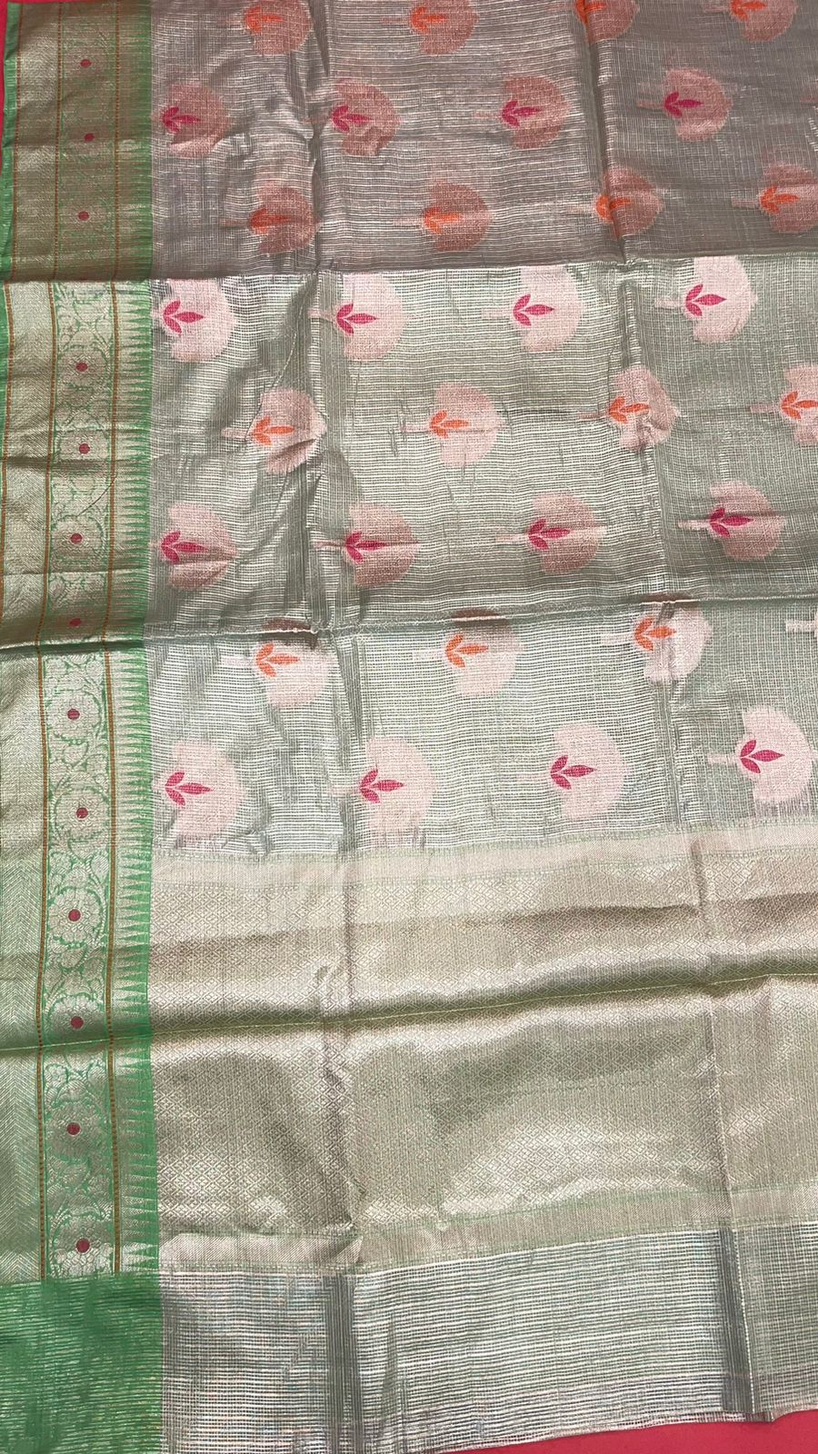 Beige Cotton Blend Banarasi Sarees For Women GEHKR 76