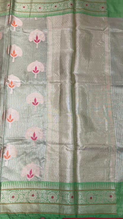 Beige Cotton Blend Banarasi Sarees For Women GEHKR 76