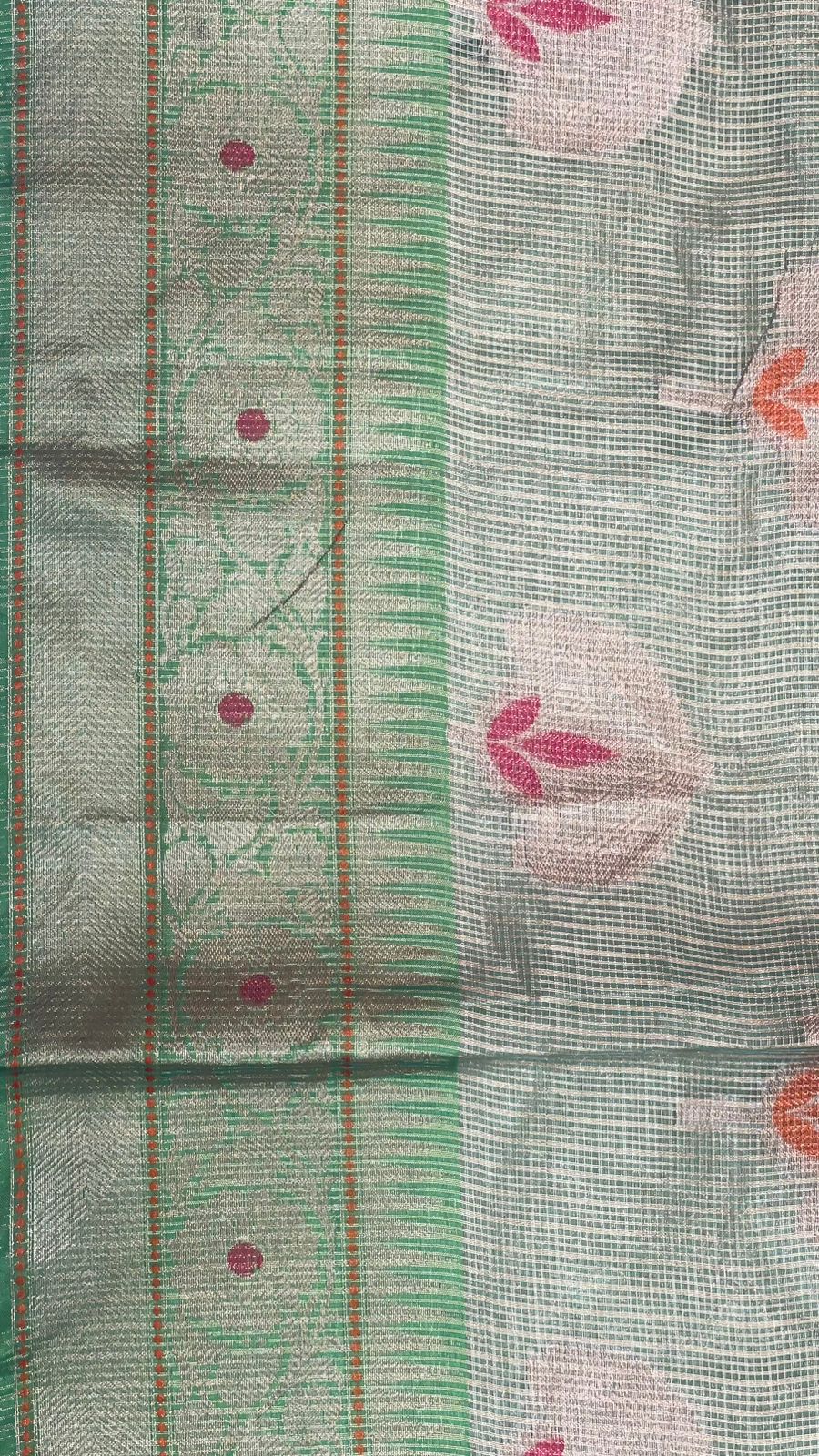 Beige Cotton Blend Banarasi Sarees For Women GEHKR 76