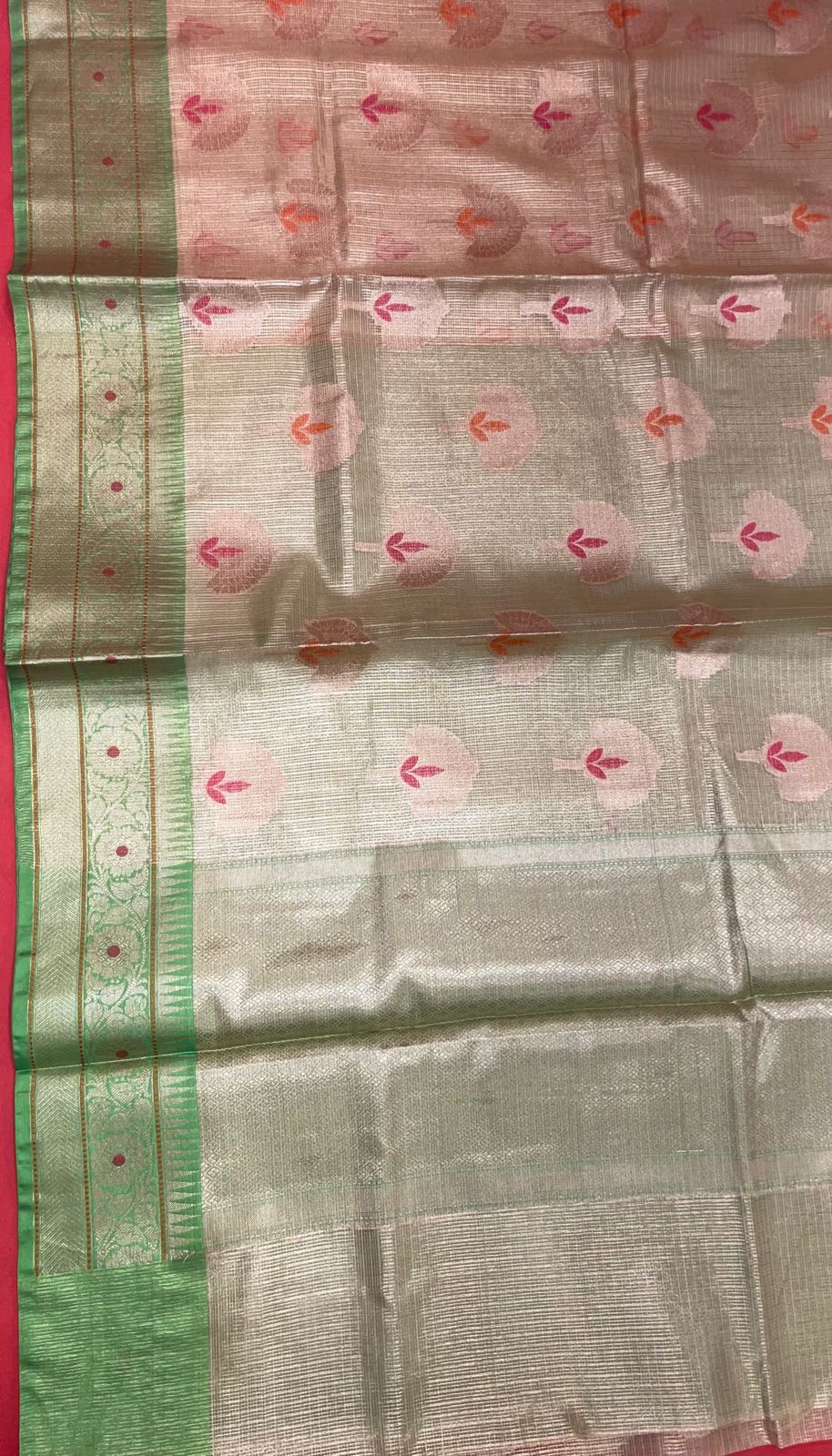 Beige Cotton Blend Banarasi Sarees For Women GEHKR 78