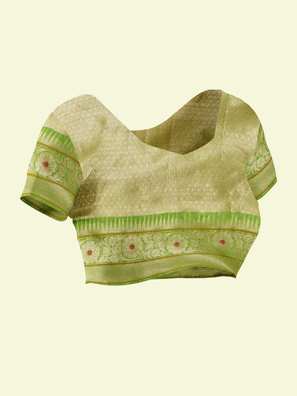 Beige Cotton Blend Banarasi Sarees For Women GEHKR 78