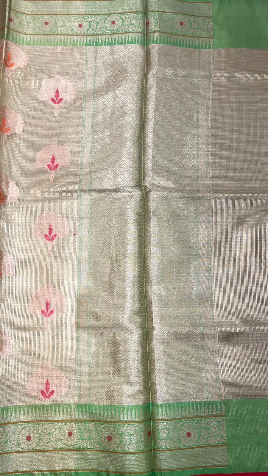 Beige Cotton Blend Banarasi Sarees For Women GEHKR 78