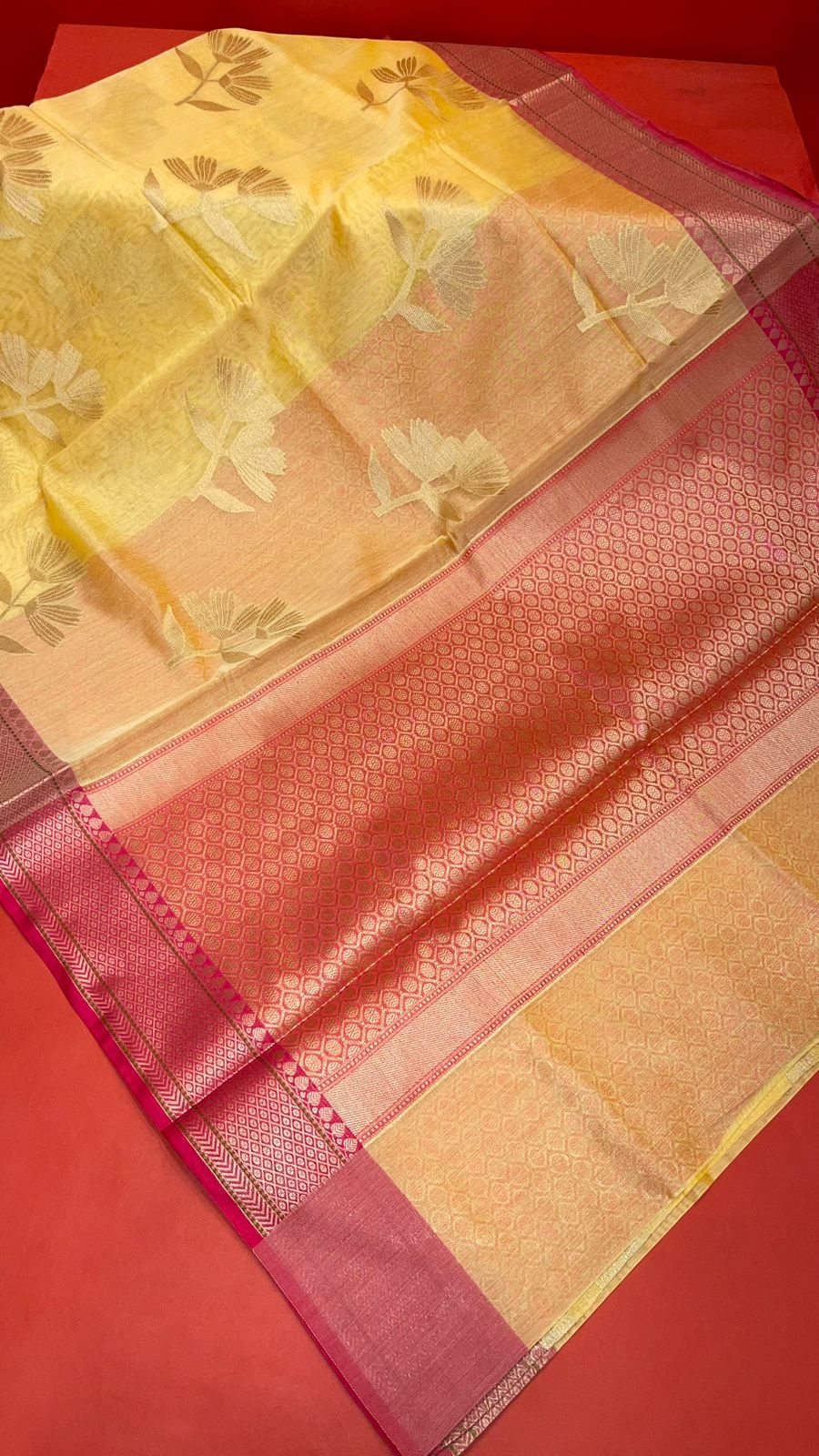 Beige Cotton Blend Banarasi Sarees For Women GEHKR 7