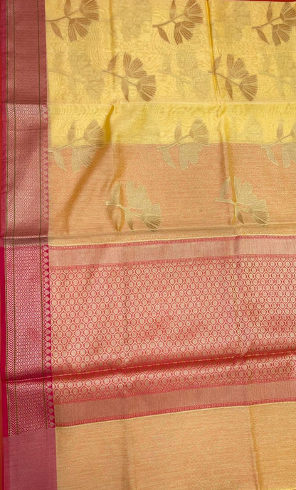 Beige Cotton Blend Banarasi Sarees For Women GEHKR 7