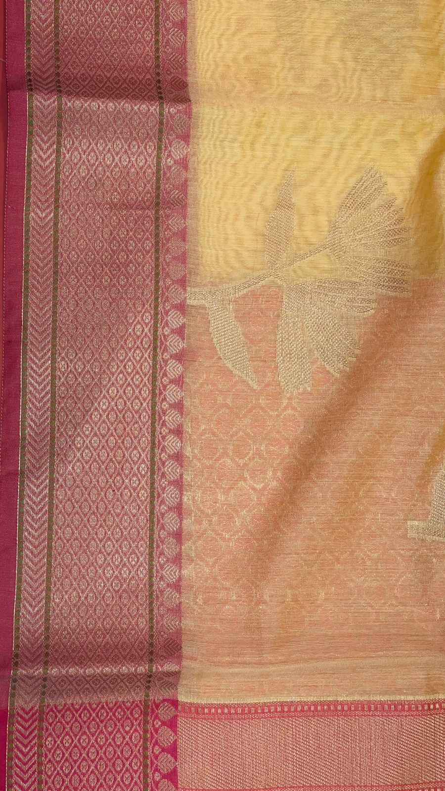 Beige Cotton Blend Banarasi Sarees For Women GEHKR 7