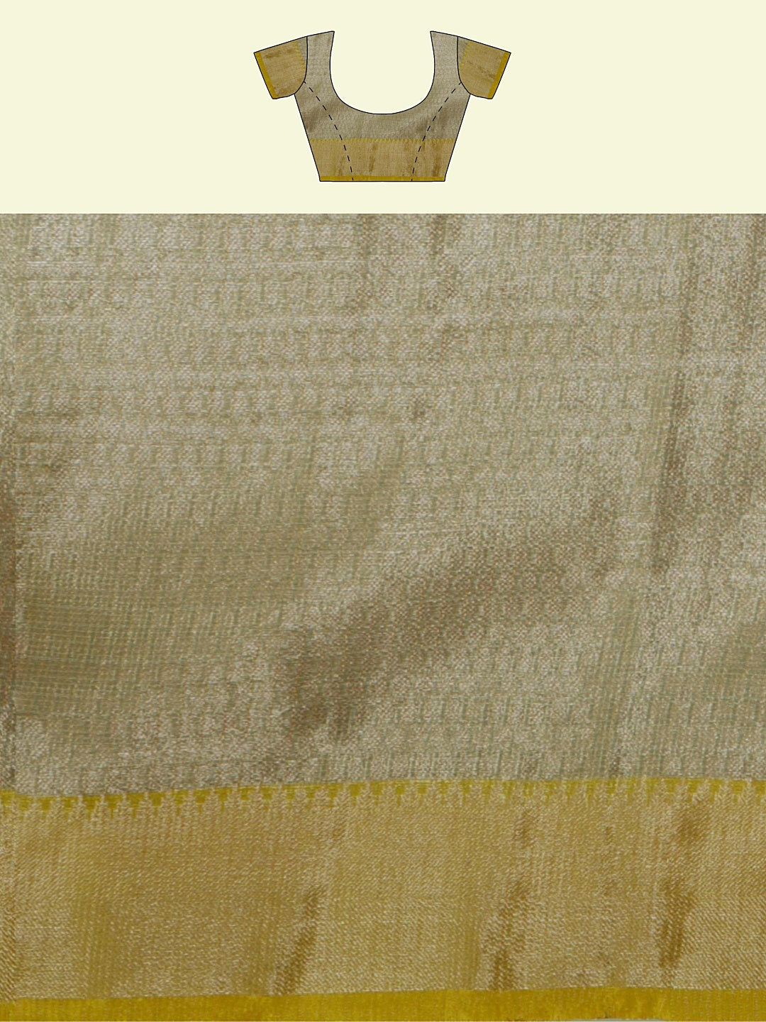 Faishana Presents Seagreen Woven Organza Yellow Border With Beige Blouse Banarasi Saree