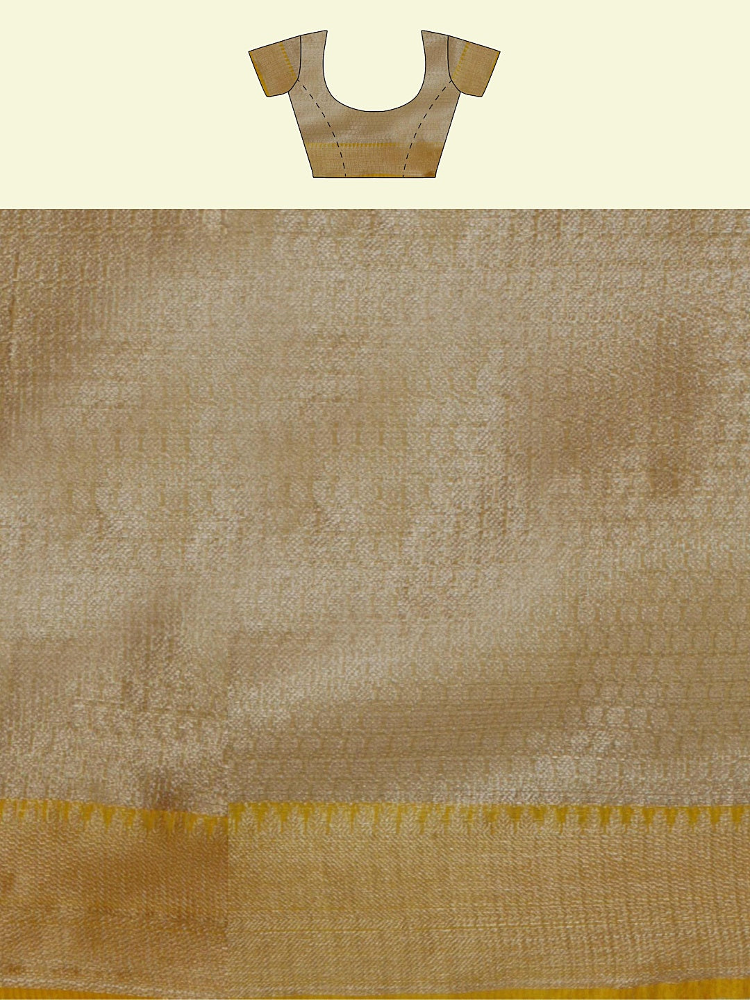 Faishana Presents Beige Woven Organza Yellow Border With Beige Blouse Banarasi Saree