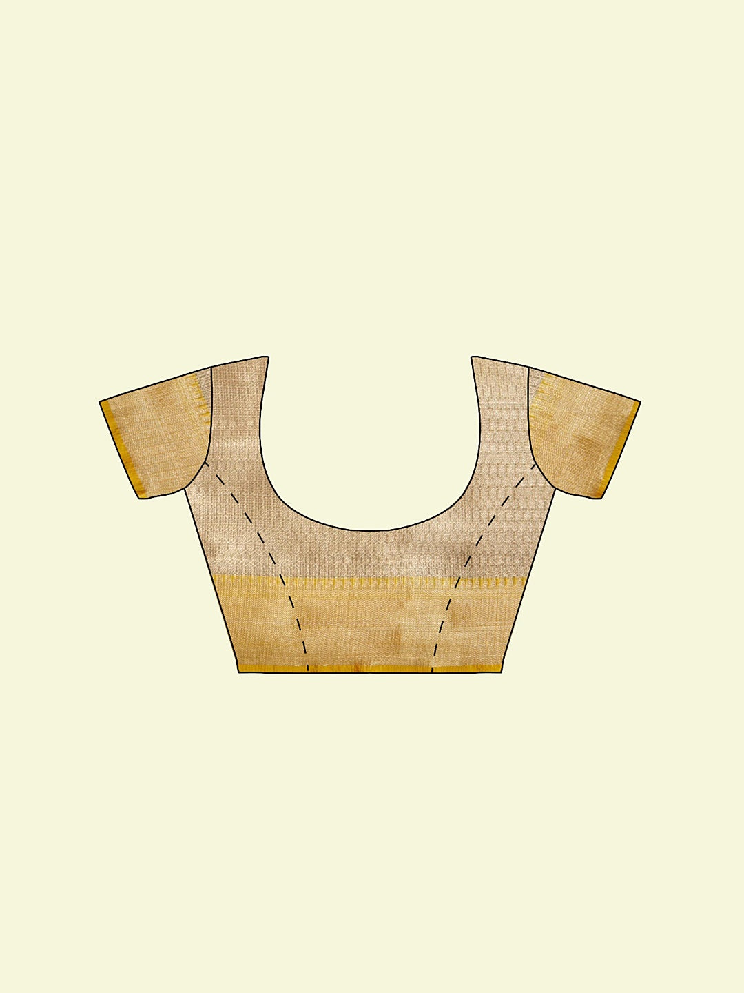 Faishana Presents Beige Woven Organza Yellow Border With Beige Blouse Banarasi Saree