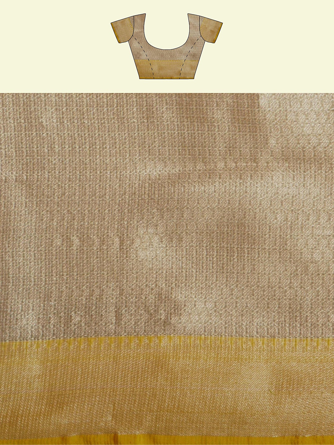 Faishana Presents Beige Woven Organza Yellow Border With Beige Blouse Banarasi Saree