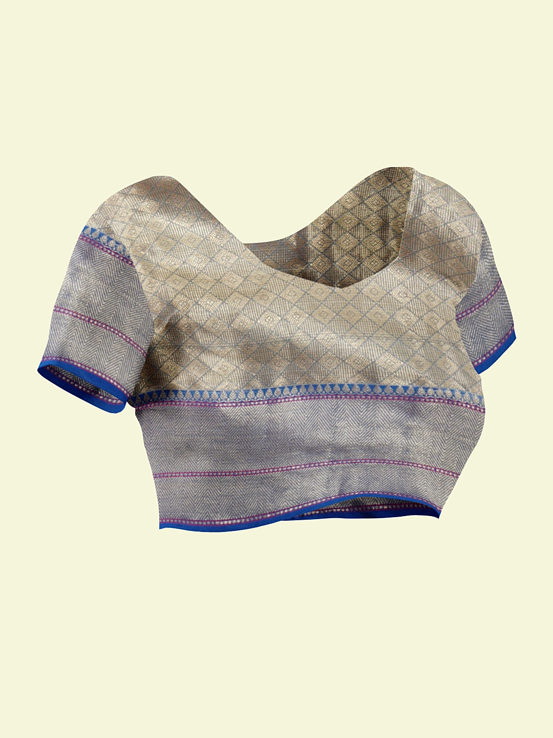 Faishana Presents Sea Green Woven Organza Blue Border With Blue Blouse Banarasi Saree