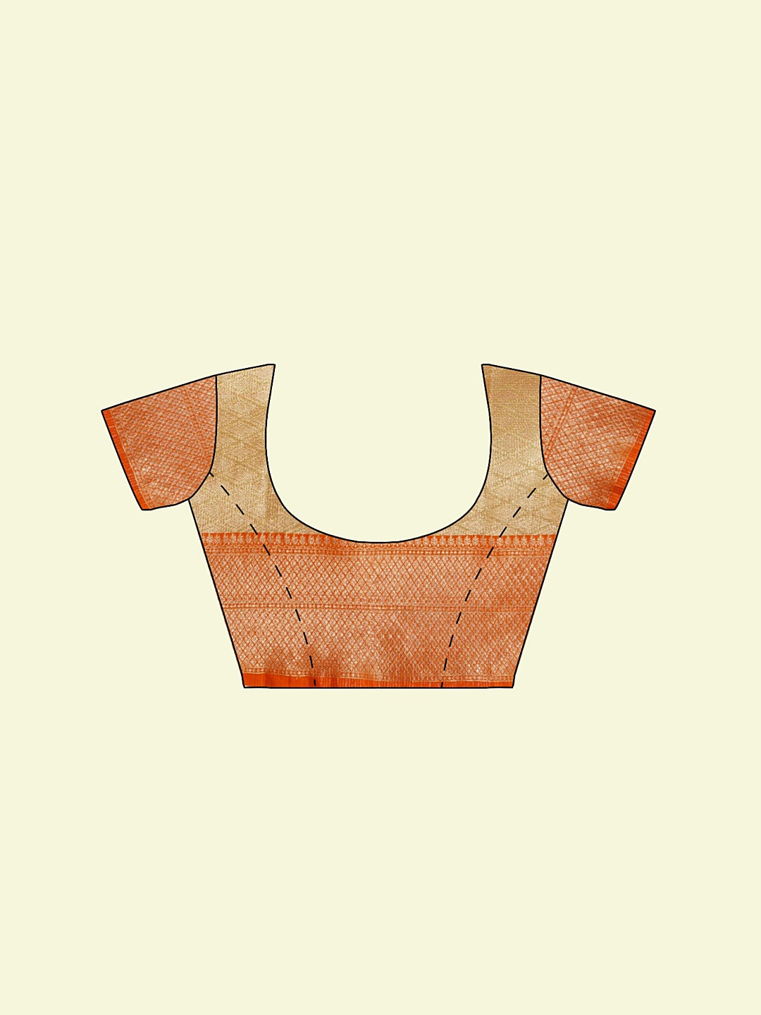 Faishana Presents Beige Woven Organza Orange Border With Beige Blouse Banarasi Saree