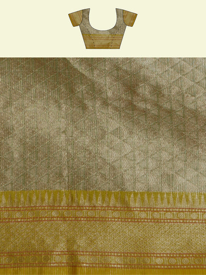 Green Cotton Blend Banarasi Sarees For Women GEHKR 106