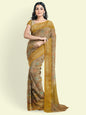 Faishana Presents Peach Woven Organza Yellow Border With Yellow Blouse Banarasi Saree