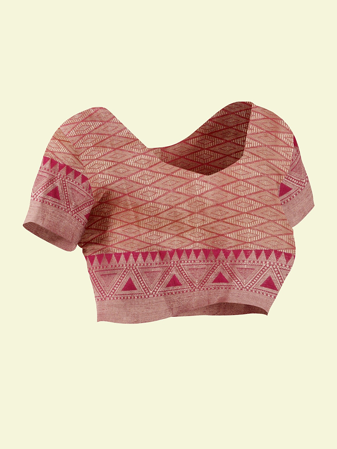 Faishana Presents Handwoven Orange Cotton Blend Floral Boota With Pink Blouse Faishana PresentsSaree