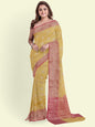 Faishana Presents Handwoven Green Cotton Blend Zari Booti With Maroon Blouse Faishana PresentsSaree