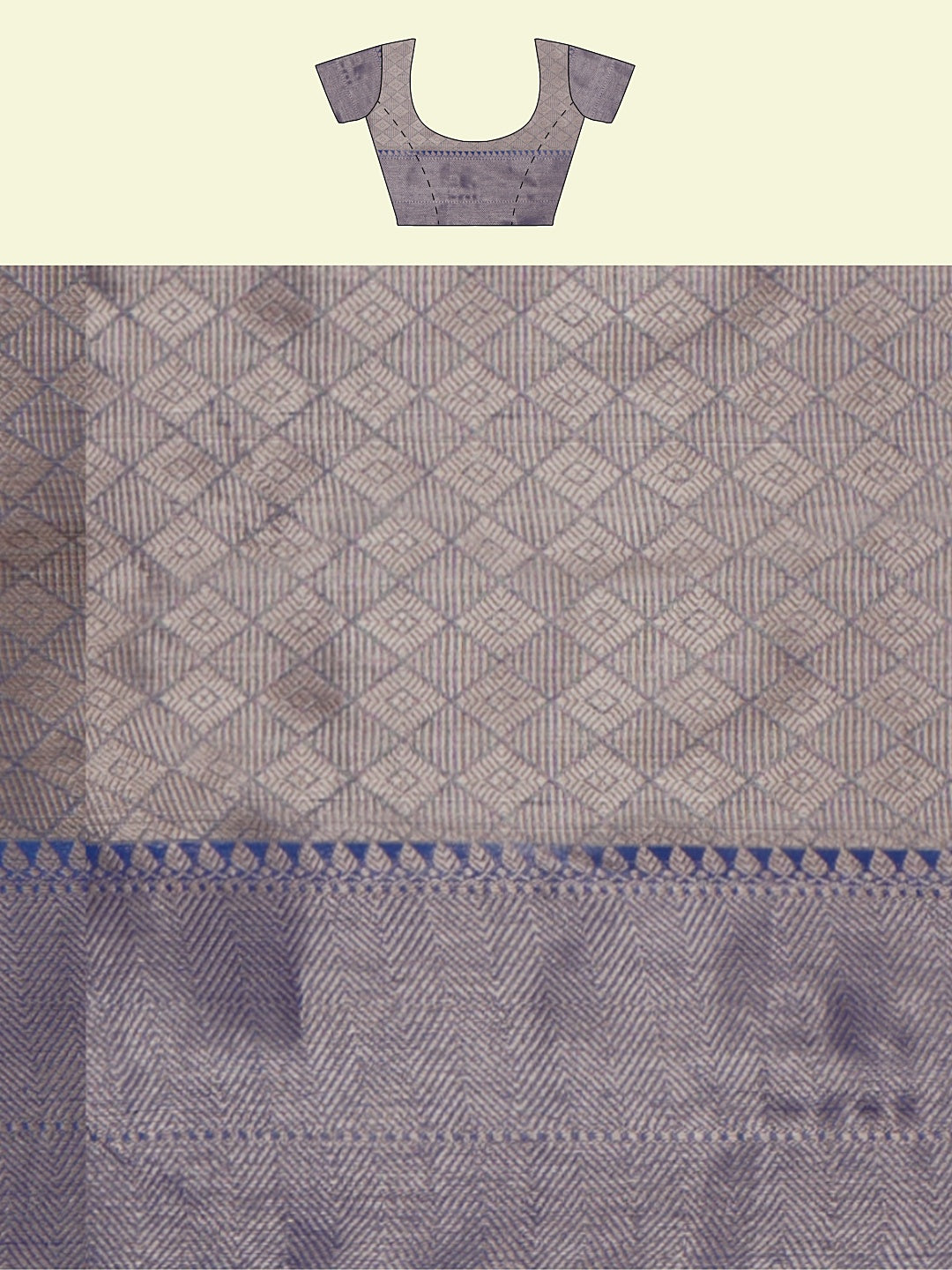 Faishana Presents Grey Woven Organza Blue Border With Blue Blouse Banarasi Saree